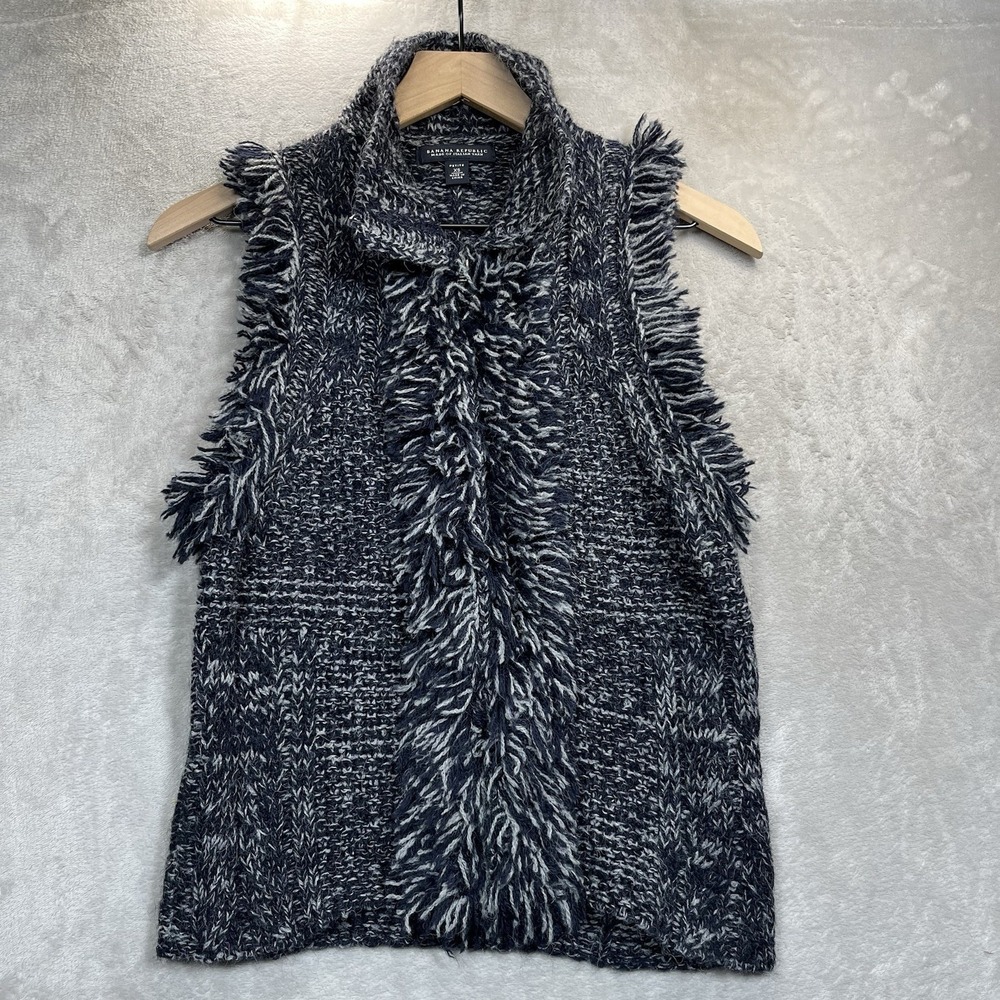 Banana Republic Italian Yarn‎ Alpaca Wool Blended Fringe Sweater Vest XS P